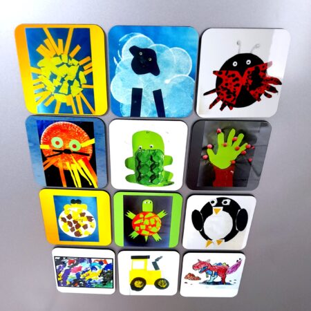 Kids art on product: fridge magnet