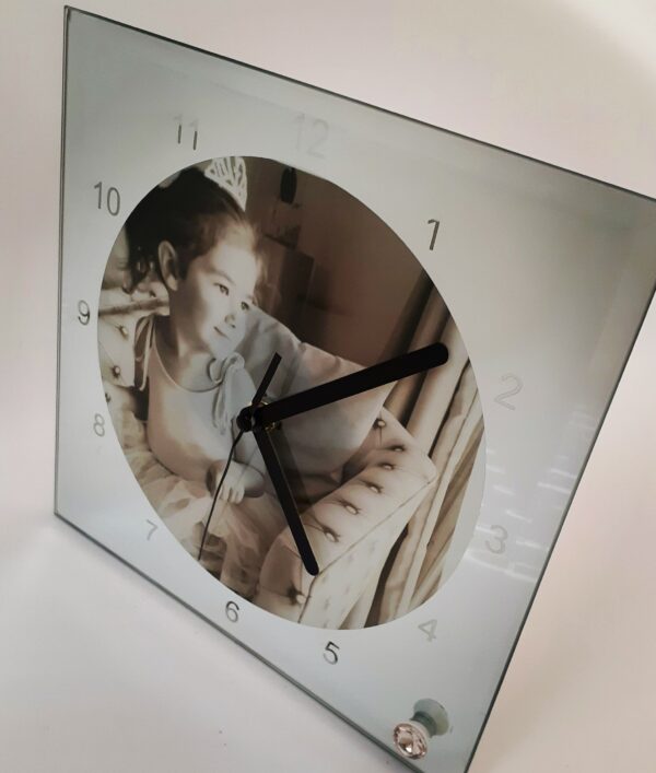 Clock: glass desk clock